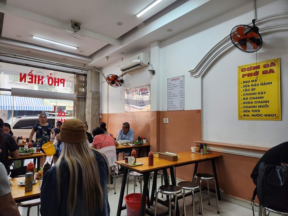 the interior of pho hien is spacious and simple